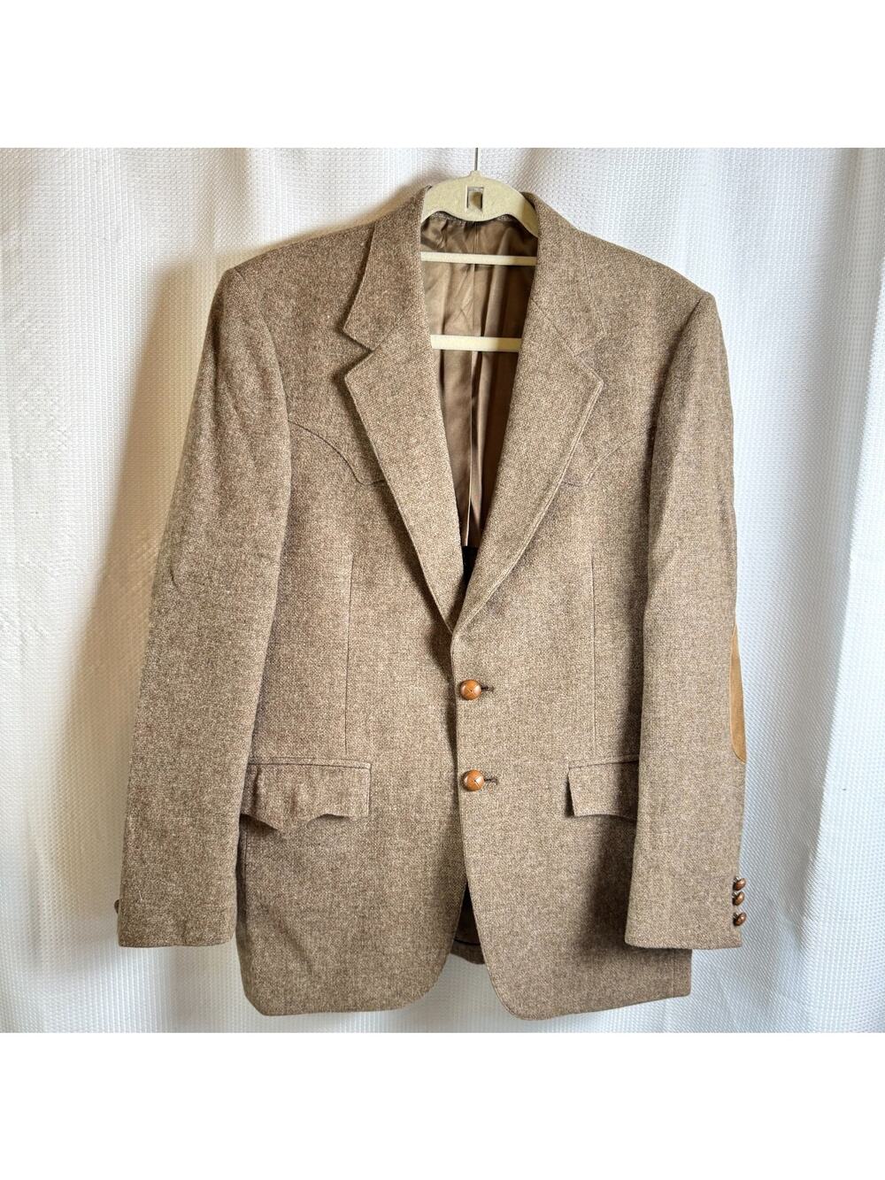 Vintage Christian Brooks Brown Blazer Jacket Western Coat Size 36R/38R USA